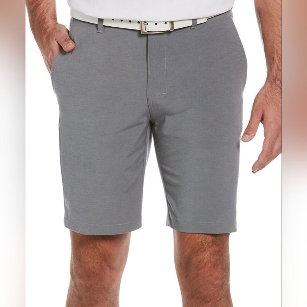 💥HP💥NWT PGA Tour Flat Front Horizontal Textured Golf Short~Dark Heathered Gray
